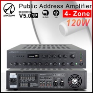 AmpAudio Public Address Amplifier 120W / 240W / 360W – 4-Zone Bluetooth USB MP3 PA Amplifier