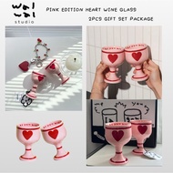 [WALWAL STUDIO] PINK EDITION MINI HEART WIN GLASS 2PCS GIFT SET PACKAGE (76-WWS-PKWG01)