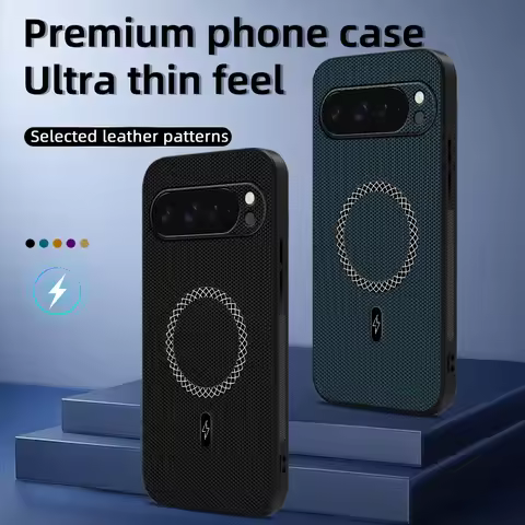 3D Leather Texture Wireless Charging ShockProof Magnetic Case For Google Pixel 9 Pro XL 9A 5G Phone 