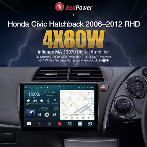 Redpower HiFi car radio for Honda Civic hatchback 2006 - 2012 RHD DVD Player Bluetooth video screen 