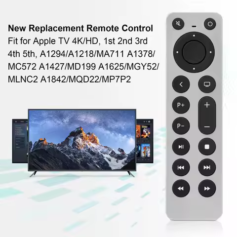Replacement TV IR Remote for Apple TV 4K/HD TV1/2/3/4 HD A2169,A1842,A1625, A1427, A1378,A1218