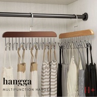 GANTUNGAN Hostar Hanngga Wooden Hanger 8 Hooks Multipurpose Wooden Hanger Clothes Hat Belt Hanger 8 