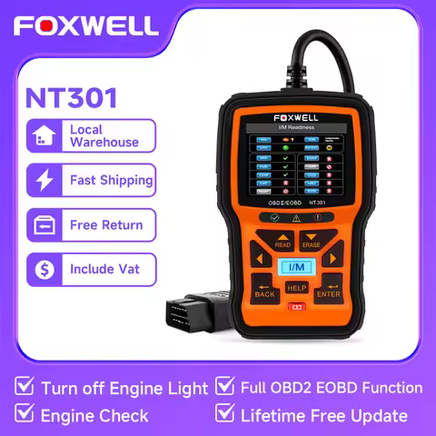 FOXWELL NT301 OBD2 Scanner Full OBD EOBD Function Engine Code Reader Automotive Scanner Engine Check