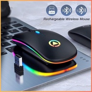 BT5.2+2.4G+RGB Light Wireless Mouse Rechargeable Mice Ultra-Thin Silent Mouse Mute For Laptop PC Off