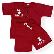 setelan anak kiano kancingan terbaru gambar mixue laki laki perempuan usia 1-5 tahun