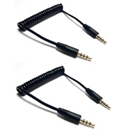 30 to 60cm Coiled 4-pole 3.5mm AUX audio cable male gold-plated coiled cable 　M84-3060-2P