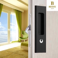 Sliding Door Lock Black Bathroom and Lavatory Lock Hook Invisible Move Door Lockset with Keys