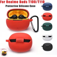 Silicone Case for Realme Buds T100 Wireless Bluetooth Earbuds Realme Buds T100 Carabiner Protective