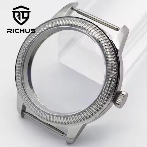 RICHUS ETA6497 Watch Case 44mm Silver Watch Case Fit ETA6497 6498 ST3600 3620 Movement Watch Accesso