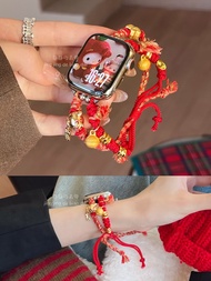 Handwoven Red Rope KT Cat S10 Band Gold Plated Apple Watch 9 Silent Watch Strap Intelligent Device A