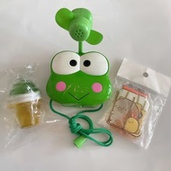 小青蛙二手風扇 功能良好 安全軟扇片 +久存冰淇淋玩具+角落生物空氣包吊飾合售@c663