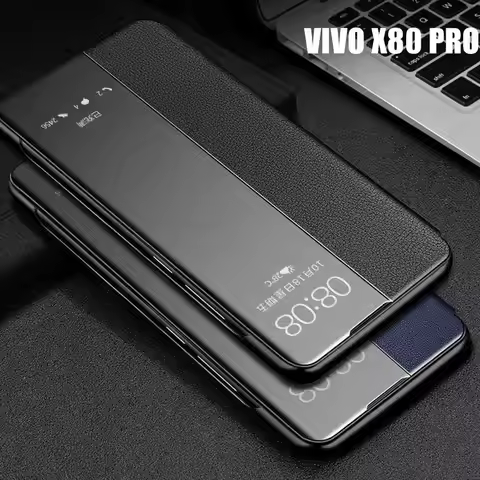 Fundas For vivo X80 Pro Clear Flip Leather Phone Case For VIVO X80 X70 Pro Plus X Note View Windows 