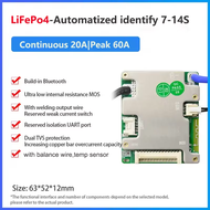 บอร์ดทรงตัว7-14S 20A JBD BMS อัจฉริยะ BT UART Li-Ion NMC LiFePo4 Bms ในตัว