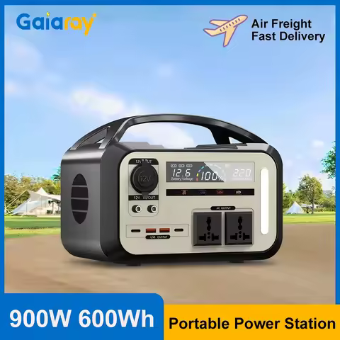Gaiaray Portable Power Station 900W 600Wh Solar Generator AC 220V 110V Outdoor Power Plant LiFePO4 C