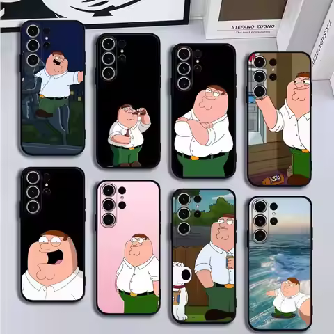 F-Family Funny Guy Phone Case For SamsungS25,24,21,22,23,30,Ultra,20,Plus,Fe,Lite,Note,10,9,Soft Bla