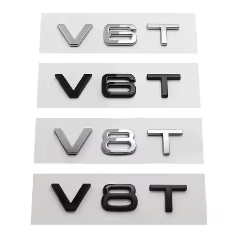 3D ABS V6T V8T Logo Car Rear Boot Trunk Side Fender Car Emblem Badge Sticker Decals For Audi A4L A5 