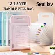 13-Layer Handle Folder Long File Organizer Expanding File Folder Portable Folder Bag
