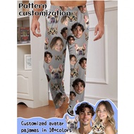 Customized Men's Pajama Pants With Unique Couple Portrait, Face Swap, And Pet Face Designs, Fall, Wi