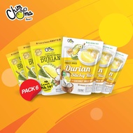 ทุเรียนอบกรอบพร้อมดิปกะทิ 100กรัม และ ข้าวเหนียวทุเรียนพร้อมดิปกะทิ 50กรัม (6ซอง/แพ็ค) / Freeze Dried Durian with Coconut Milk Dip 100g &amp; Freeze Dried Durian Sticky rice with Coconut Milk Dip 50g (6Bags/Pack) (ยี่ห้อ ชิมมะ, Chimma Brand)