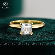 Real Moissanite 1.2CT Classic Princess Cut Yellow Gold Four-Prong Ring In S925 Sterling Silver H2900