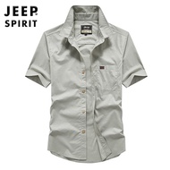 JEEP Jeep เสื้อเสื้อเชิ้ตแขนสั้นคนอ้วน8811สำหรับผู้ชายเสื้ออเนกประสงค์มีปกแบบลำลองฤดูร้อนใหม่
