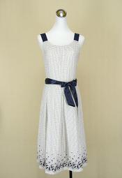 貞新二手衣 wanko/veeko 專櫃 白色點點圓領無袖棉質洋裝M(38號)(76867)