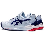ASICS Women's Tennis Shoes Shock Absorber 1042A097-407 Water Blue/Dark Blue GEL-RESOLUTION 8 Size Ze