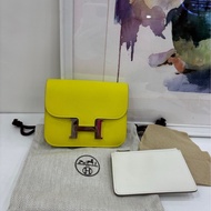 Hermes 愛馬仕 constance slim 康康slim檸檬黃銀扣e皮 U刻