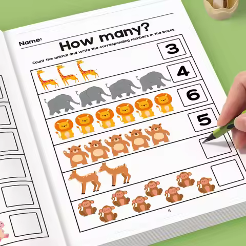 Kids Interactive Math Workbook - Counting, Addition and Subtraction, Number Relationship Activities 