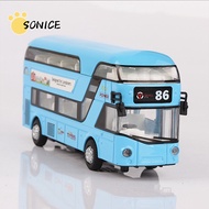 Alloy Double-decker Bus Toy 1:32 with Sound and Light Pullback Car Gift #86