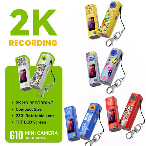 2K Thumb Camera 230 ° Flip the Lens Mini Digital Camera Very Small Camcorder Video Recorder Portable