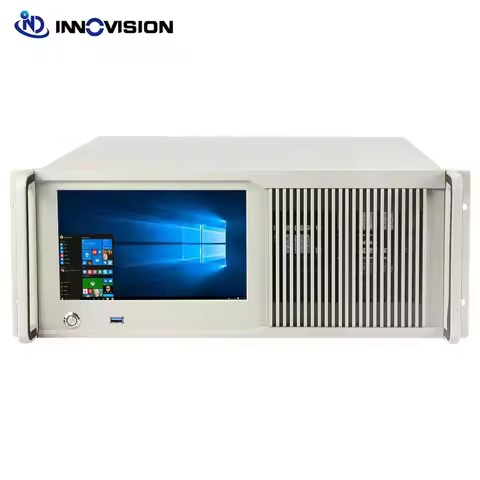 All in one 4U LCD workstation IPC case with 8.9 inch touch screen support atx board 3*3.5" hdd bays