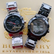 buberry戰馬手錶 商務休閒男生手錶 水鬼系列石英錶 大直徑腕錶 運動手錶男 日曆三眼計時黑色鋼帶錶bu9381 bu9380
