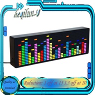 E7G-LED Music Spectrum Rhythm Lights Voice Sensor 1624 RGB Atmosphere Level Indicator with Clock Display(Wire Control)