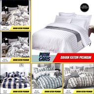 Mutiara Bedcover Set Bahan Katun Cvc Lokal Premium Motif Putih Garis Sprei Badcover Polos 180x200 16