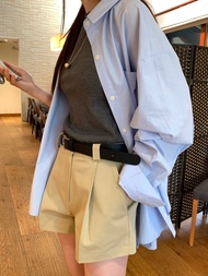 92593 Loose Casual Back Slit Lapel Long Sleeve Shirt