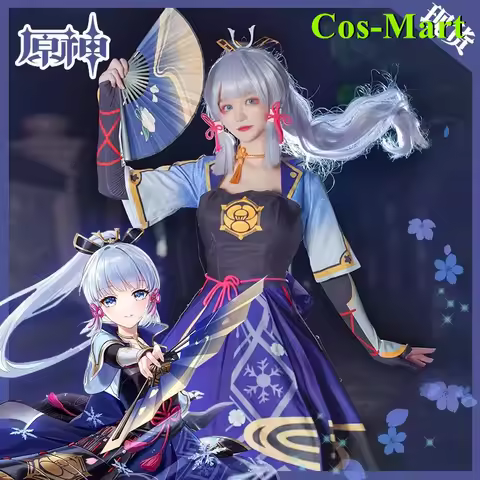 Cos-Mart Game Genshin Impact Kamisato Ayaka Cosplay Costume Dress Cute Kimono Uniform Female Party R