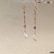 水晶紫水晶精緻耳環 手術級不鏽鋼14kgf無耳洞選項