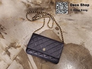 Chanel Black/Gold Wallet on chain 黑金 荔枝 牛皮 WOC