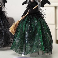 Halloween Witch Decoration 11 Inches Witch Doll Halloween Veil Witch Doll Witch Hat and Witch Broom 