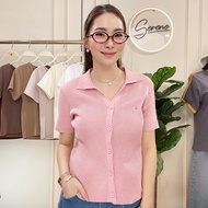 Serenes Choice เสื้อไหมพรม แขนสั้น ผู้หญิง รุ่น Poppy polo คอปก Short-sleeved Collared Knit Sweater 