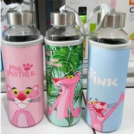 Diller Pink Panther 400ml Glass Drinking Water Bottle