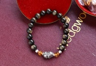 金曜石+黃水晶+貔貅純銀手鍊