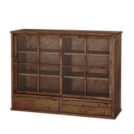 Almari Kayu Pepejal Dapur Retro Kabinet Rendah Walnut Hitam Kabinet Penyimpanan Rak Buku Kanak-kanak
