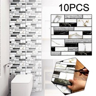 10pcs Marble Mosaic Tiles 3D Wall Sticker Covers For Kitchen Bathroom Peel &amp; Stick Waterproof Cupboard Backsplash Decor Decals