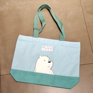miniso 🆕 tote bag / color blocking trapezoid shopping bag 43x31x10cm - ice bear