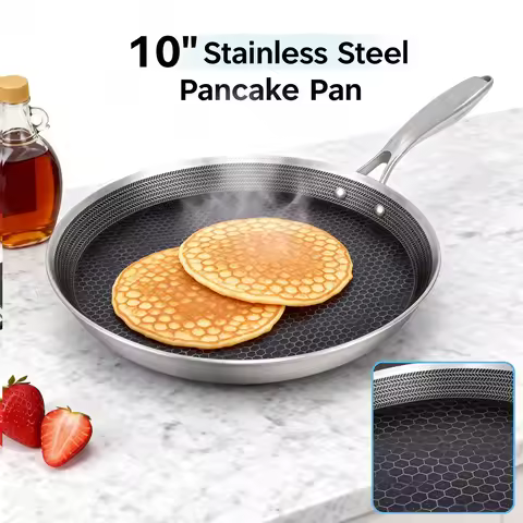 Crepe Pan Nonstick Honeycomb Dosa Pan Stainless Steel Ergonomic Handle Kitchen Pancake Pan Induction