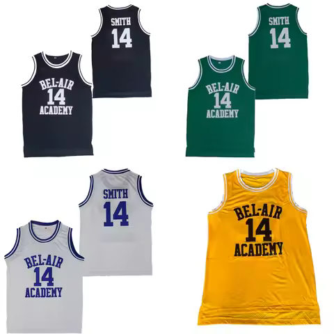 basketball jerseys Bad Boy BEL-AIR ACADEMY 14 SMITH jersey Embroidery sewing sportswear Hip-hop cult