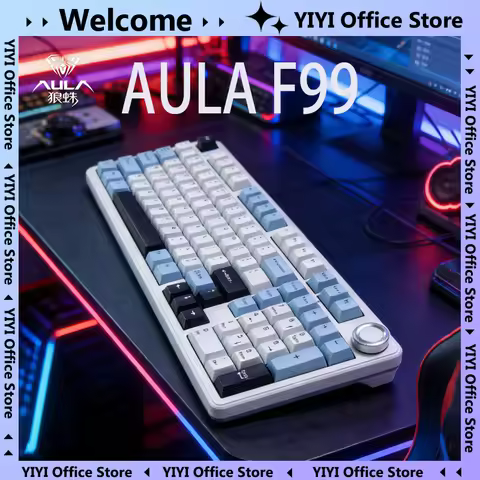 AULA F99/ F99 Pro Tri-Mode Wireless Silent Mechanical Keyboard Hot-Swappable RGB Backlit Translucent