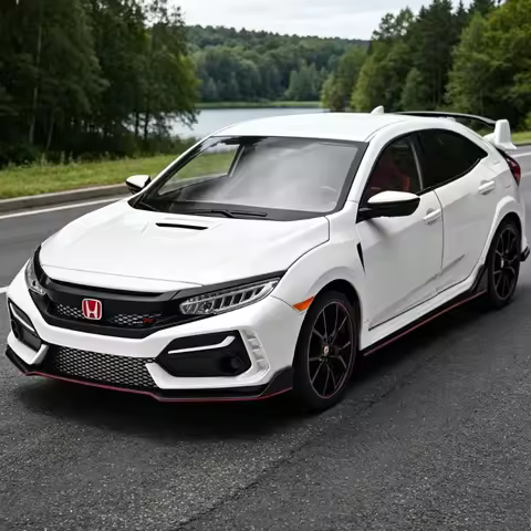1:18 Honda Civic Type R Alloy Car Model Slide Multi-door Light Ornament Diecast Alloy Car Model Coll